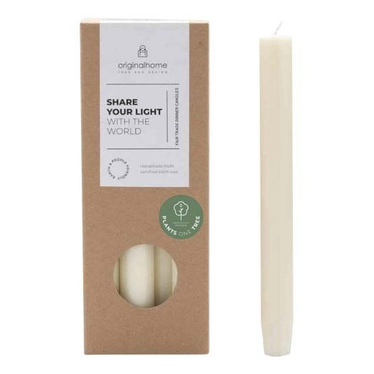 Bougies de table Originalhome en cire de palmiste certifiée - Coffret cadeau de 10 bougies sans parfum - Durée de combustion 7 à