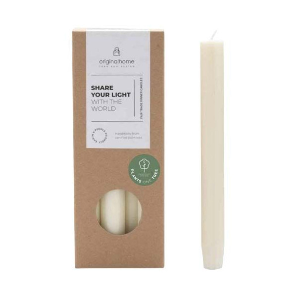 Bougies de table Originalhome en cire de palmiste certifiée - Coffret cadeau de 10 bougies sans parfum - Durée de combustion 7 à