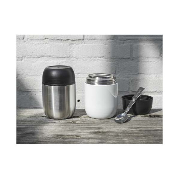 Lunch box Supo en acier inoxydable recyclé avec cuillère pliable - Personnalisable avec logo pour cadeaux d'entreprise et é