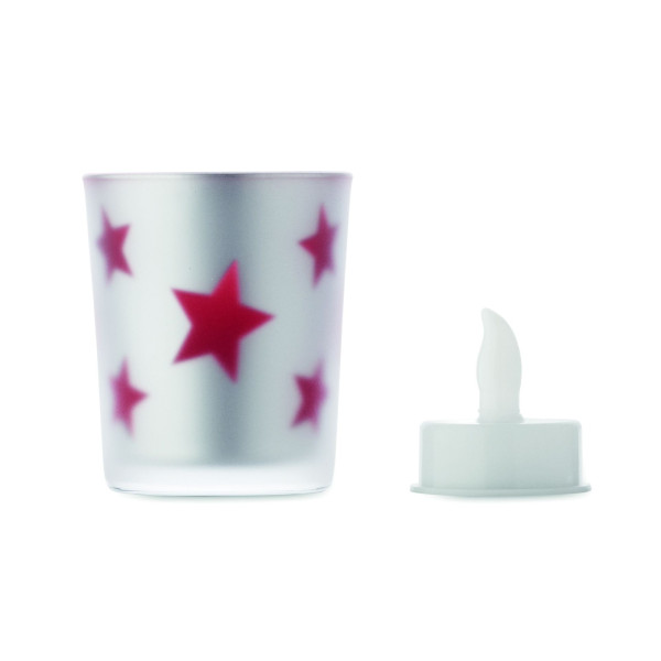 Bougie LED en PP dans un support en verre - Cadeau publicitaire personnalisable - BCM Goodies