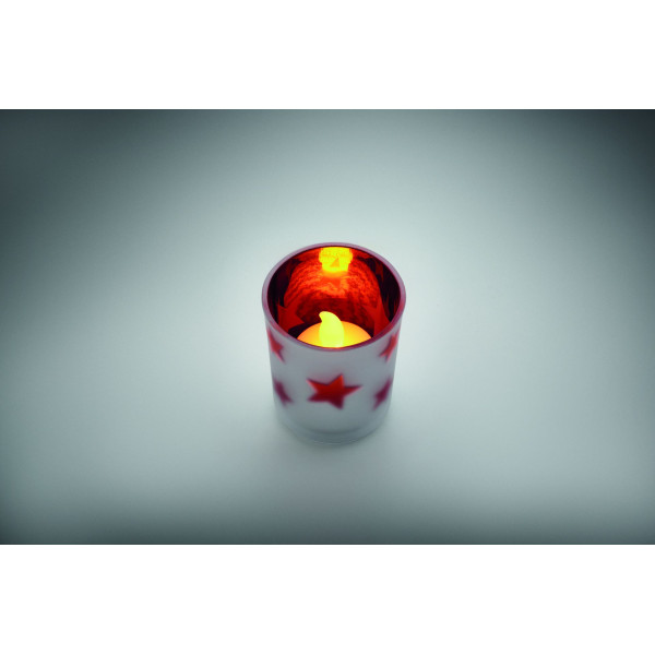 Bougie LED en PP dans un support en verre - Cadeau publicitaire personnalisable - BCM Goodies