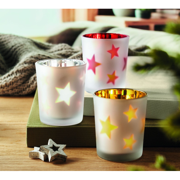 Bougie LED en PP dans un support en verre - Cadeau publicitaire personnalisable - BCM Goodies