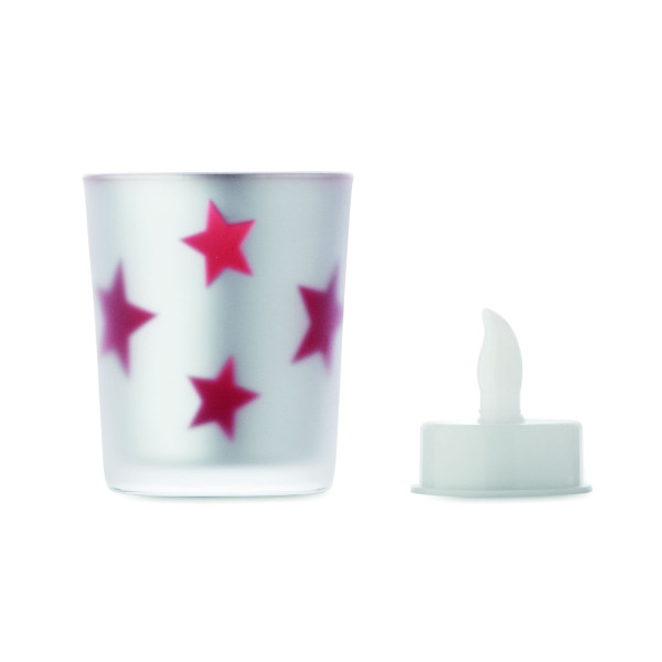 Bougie LED en PP dans un support en verre - Cadeau publicitaire personnalisable - BCM Goodies