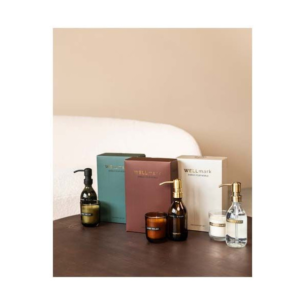 Ensemble élégant Wellmark Discovery : distributeur de savon et bougie parfumée biodégradables - BCM Goodies