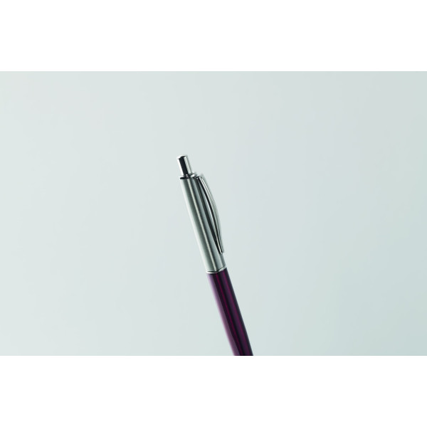 Stylo à bille à bouton poussoir en acier inoxydable recyclé dans une boîte noire - Idéal pour la communication d'entreprise