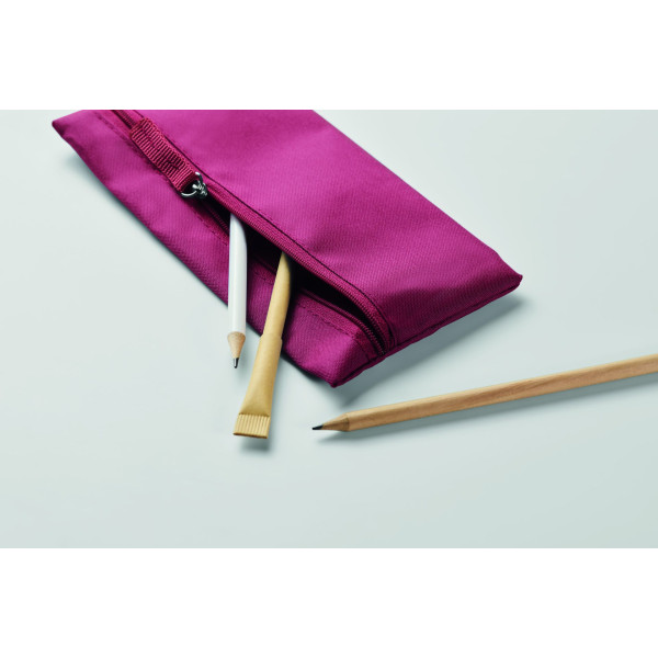 Trousse à crayons zippée en polyester RPET 300D - Objet publicitaire durable pour événements professionnels