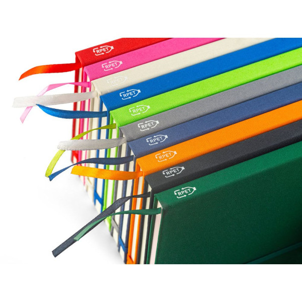 Cahier A5 en polyester recyclé personnalisable - BCM Goodies