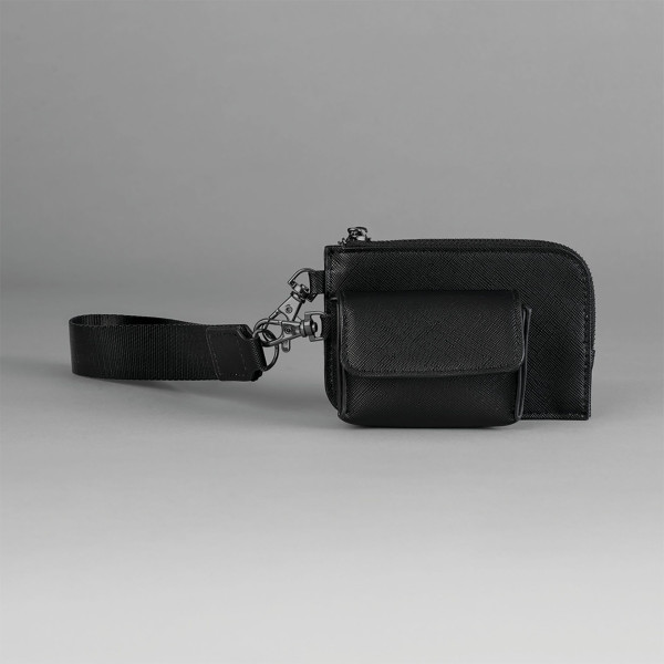 Pochette-bracelet Boutique en cuir PU avec étui Airpod, portefeuille et bracelet – Accessoire de communication d’entreprise BCM 