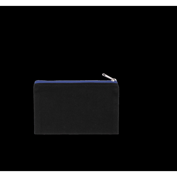 Pochette en coton canvas petit modèle avec fermeture zippée contrastée – Goodie personnalisable pour communication d’entreprise