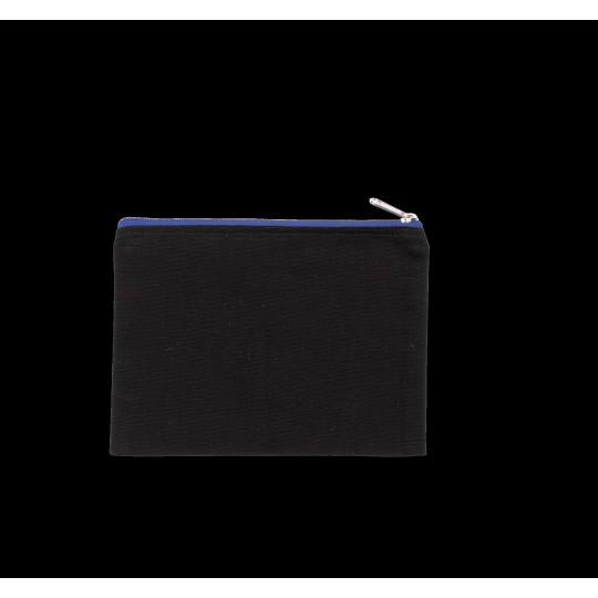 Pochette en coton canvas à fermeture zippée contrastée – Modèle moyen personnalisable pour communication d’entreprise