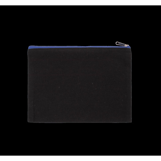 Pochette en coton canvas grand modèle personnalisable avec fermeture zippée contrastée pour communication B2B – BCM Goodies