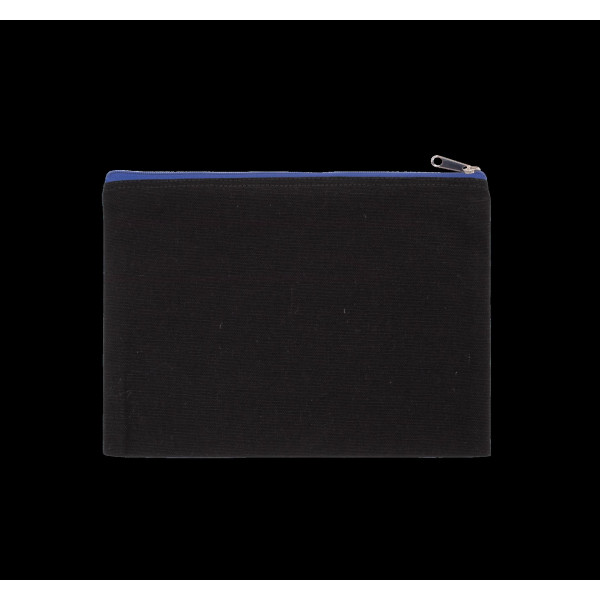 Pochette en coton canvas grand modèle personnalisable avec fermeture zippée contrastée pour communication B2B – BCM Goodies