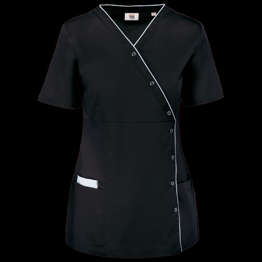 Tunique médicale femme coupe droite en tissu polycoton 65% polyester 35% coton fermeture asymétrique BCM Goodies