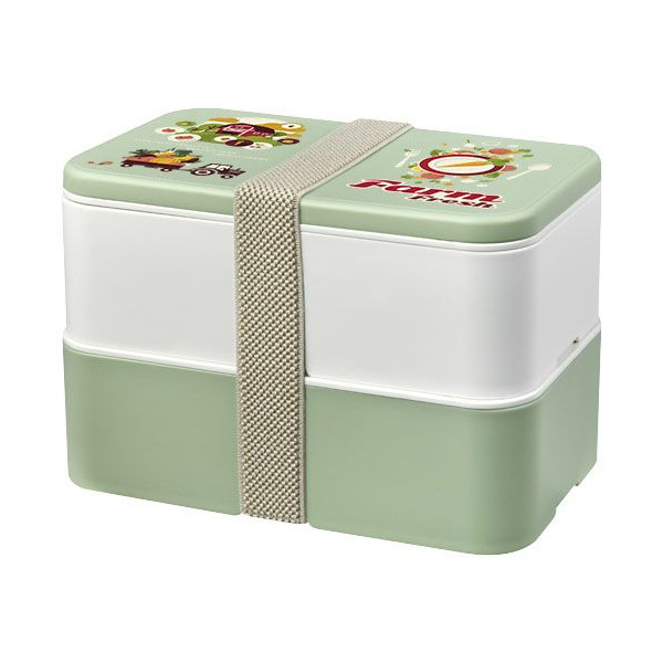 Boîte repas 700+700 ml MIYO Renew à deux blocs - Boîte déjeuner écologique personnalisable | BCM Goodies