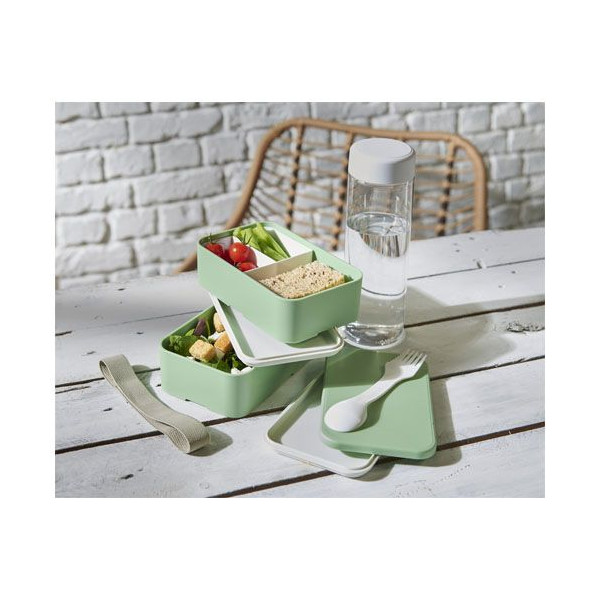 Boîte repas 700+700 ml MIYO Renew à deux blocs - Boîte déjeuner écologique personnalisable | BCM Goodies