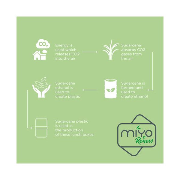 Boîte repas 700+700 ml MIYO Renew à deux blocs - Boîte déjeuner écologique personnalisable | BCM Goodies