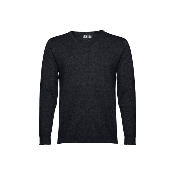 Pull col V homme en coton et polyamide THC MILAN - Personnalisable | BCM Goodies