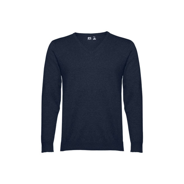 Pull col V homme en coton et polyamide THC MILAN - Personnalisable | BCM Goodies