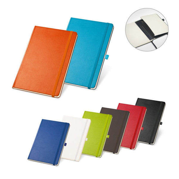 Bloc-notes A5 à feuilles lignées en couleur ivoire TWAIN - Personnalisation professionnelle pour vos événements d'entrepris