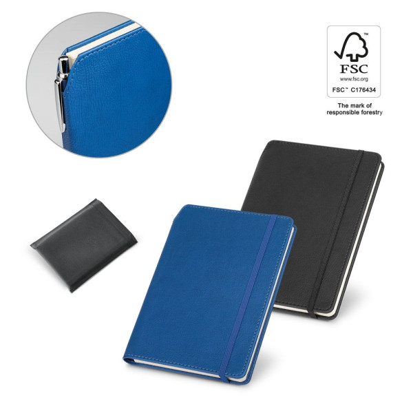Bloc-notes A5 en PU avec pages lignées MORIAH - Produit personnalisable pour entreprises