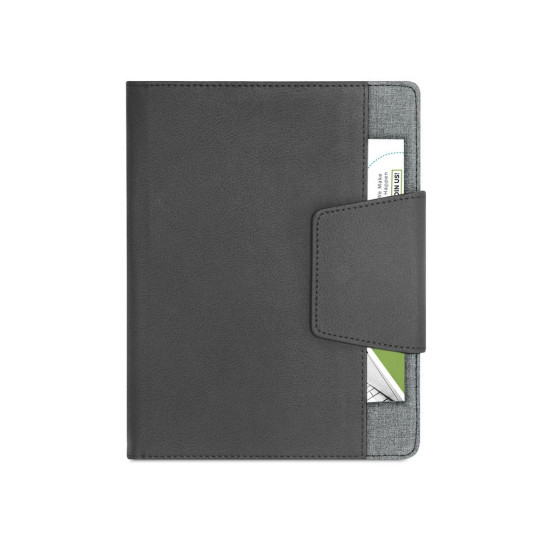 Carnet publicitaire personnalisable RUSSEL en PU et tissu polyester avec bloc-notes A5 - BCM Goodies