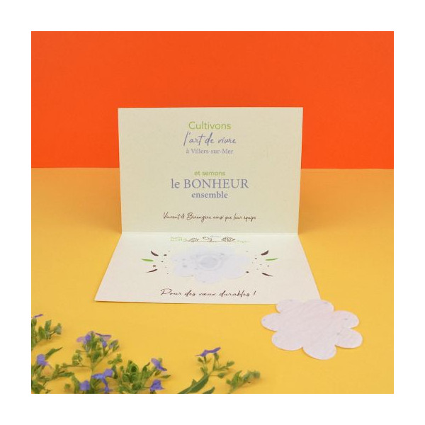 Carte papier végétal personnalisable pour communication responsable et cadeaux d’entreprise – BCM Goodies