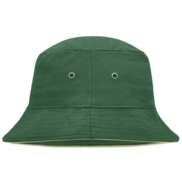 Bob unisexe en coton brossé avec passepoil contrasté - Tailles S/M et L/XL - Personnalisable avec logo - Idéal pour événements, 