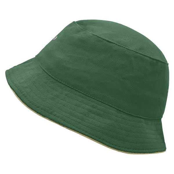 Bob unisexe en coton brossé avec passepoil contrasté - Tailles S/M et L/XL - Personnalisable avec logo - Idéal pour événements, 