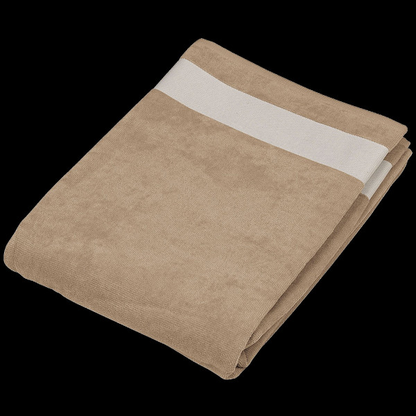 Drap de plage personnalisable 100% coton velours avec bande blanche 5,5 cm – Objet publicitaire B2B pour communication d’entrepr