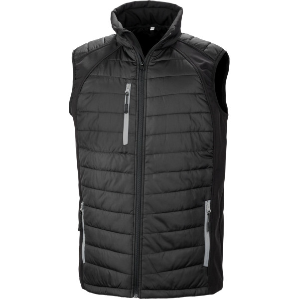 Gilet softshell rembourré recyclé personnalisable Black Compass – Textile d’entreprise pour communication B2B