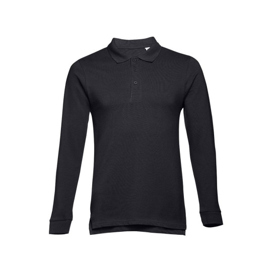 Polo à manches longues en coton cardé pour hommes THC BERN II - Personnalisation logo | BCM Goodies