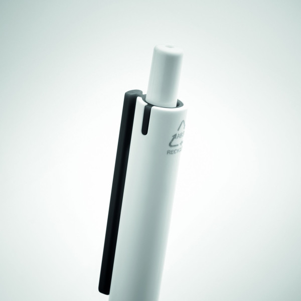 Stylo poussoir en ABS recyclé SIDE - Stylo écologique avec encre bleue fluide