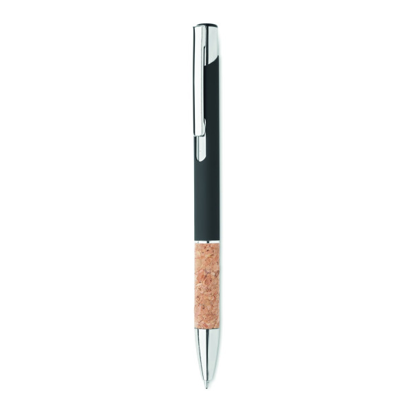 Stylo en aluminium encre bleue VERIA avec grip en liège naturel