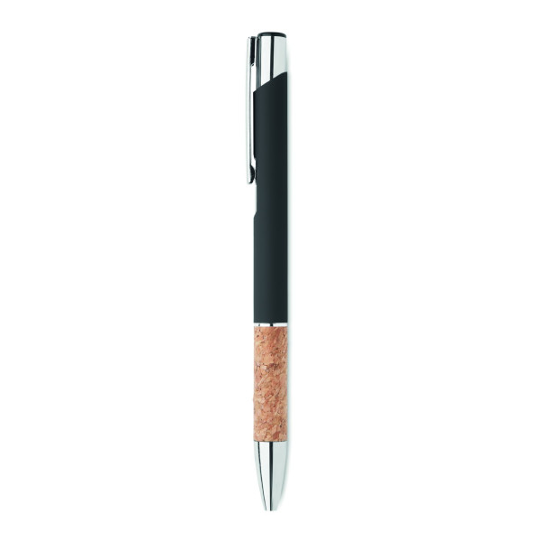 Stylo en aluminium encre bleue VERIA avec grip en liège naturel