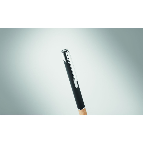 Stylo en aluminium encre bleue SPARTA avec prise en bambou - BCM Goodies