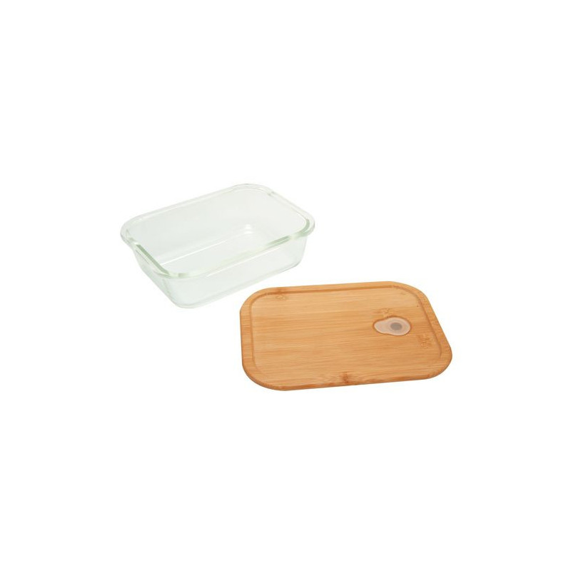 Promo Boîte Haute En Verre Borosilicate Avec Couvercle En Bambou Boîte