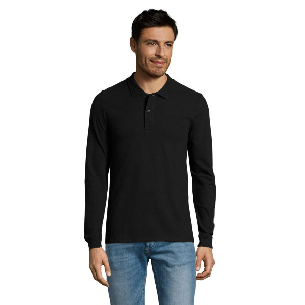 Polo homme manches longues en coton peigné - SOL S