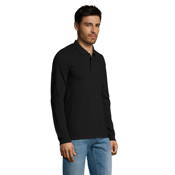 Polo homme manches longues en coton peigné - SOL S