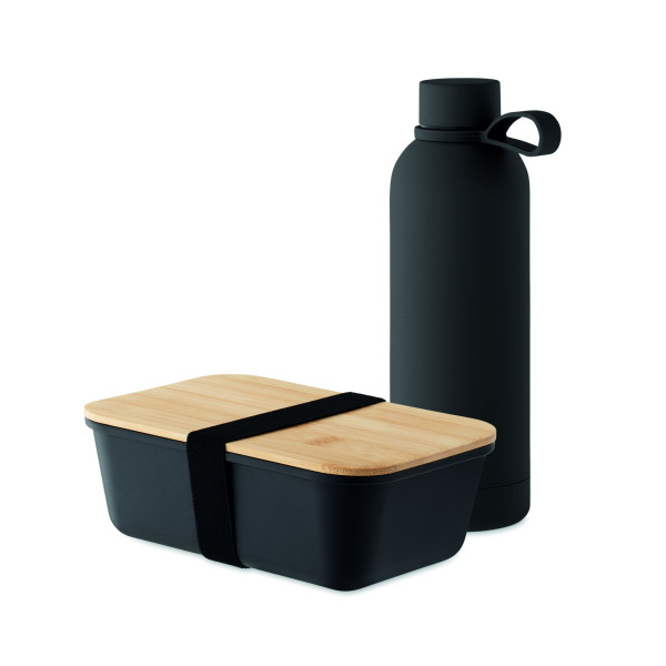 Ensemble 2 pièces pour le déjeuner EMERALD SET - Bouteille isolante à double paroi et boîte à lunch en matériaux durables pour r