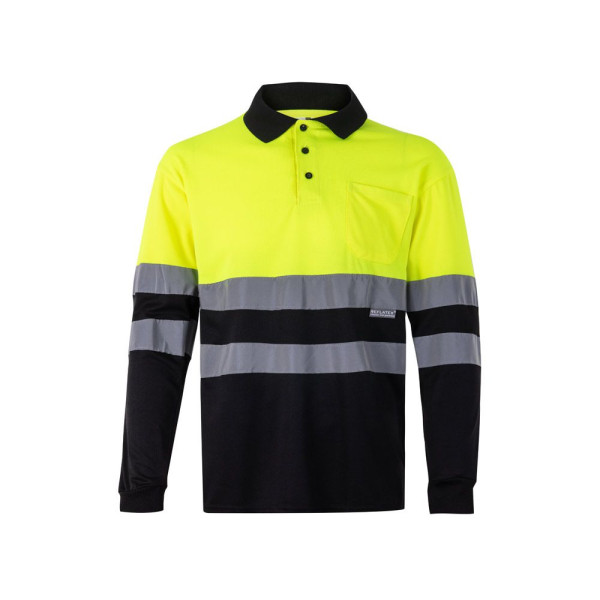 Polo bicolore à manches longues VL VULCAN pour entreprise - BCM Goodies