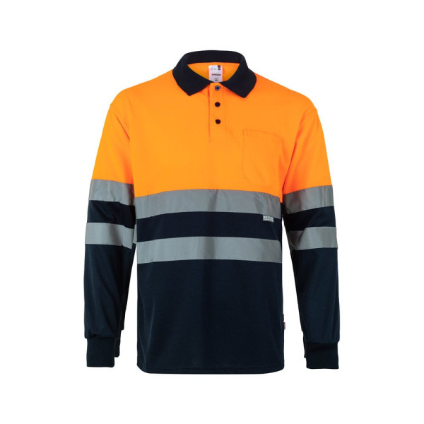 Polo bicolore à manches longues VL VULCAN pour entreprise - BCM Goodies