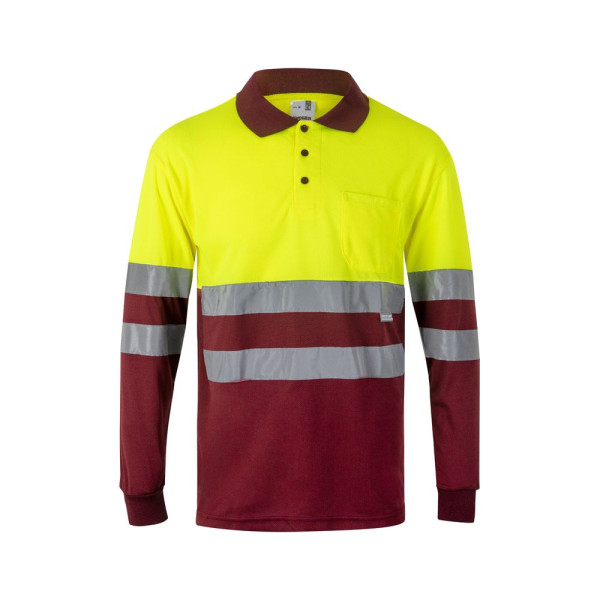 Polo bicolore à manches longues en polyester pour événements professionnels - VL VULCAN LARGE