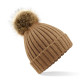 Bonnet épais avec pompon personnalisable en fausse fourrure - Objet publicitaire pour entreprises | BCM Goodies