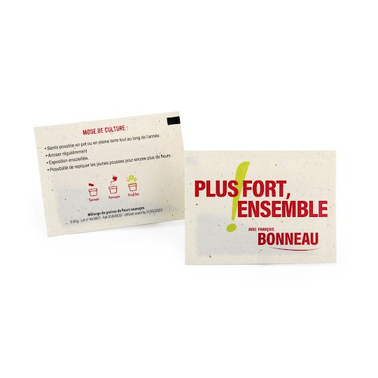 Sachet graines publicitaire en papier végétal 60x80 mm personnalisable – Communication durable pour entreprises – BCM Goodies