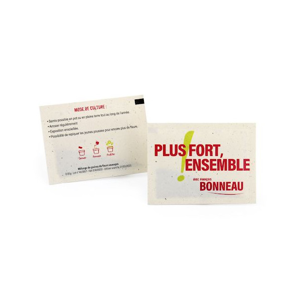 Sachet graines publicitaire en papier végétal 60x80 mm personnalisable – Communication durable pour entreprises – BCM Goodies