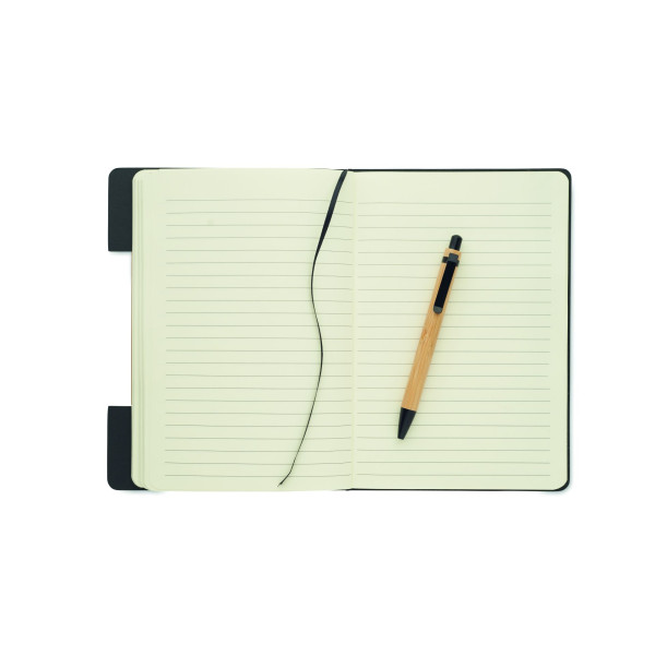 Carnet A5 RPET et stylo NOTEMIX - Ensemble de carnets en feutre RPET à couverture rigide avec stylo à bille en bambou - BCM Good