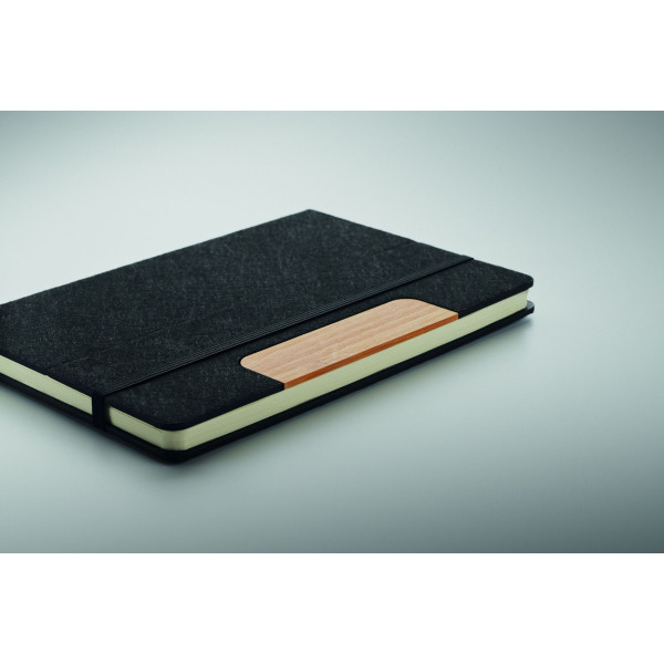 Carnet A5 RPET et stylo NOTEMIX - Ensemble de carnets en feutre RPET à couverture rigide avec stylo à bille en bambou - BCM Good