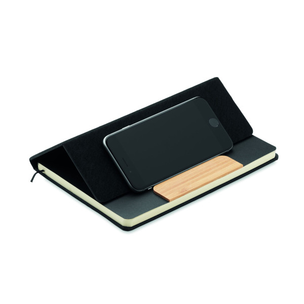 Carnet A5 RPET et stylo NOTEMIX - Ensemble de carnets en feutre RPET à couverture rigide avec stylo à bille en bambou - BCM Good