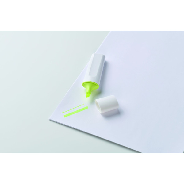 Surligneur en RPET LIT blanc personnalisable pour promouvoir votre marque - BCM Goodies