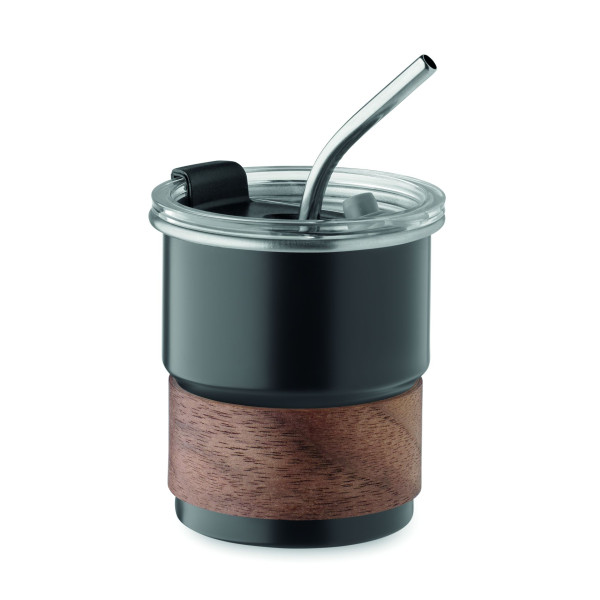 Gobelet simple paroi 260 ml en acier inoxydable recyclé avec manchon en bois d'acacia - BCM Goodies